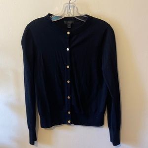 J Crew black wool button front cardigan. 100% Merino Wool. Size m